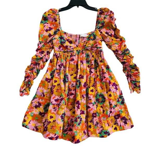Zimmermann Violet Twist Front Mini Dress in Mustard Multi Floral Size 0P | US 2P - Picture 7 of 16